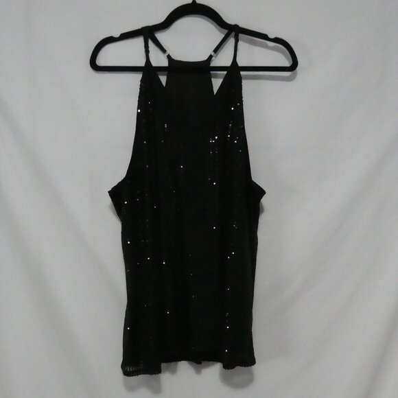 Unbranded | P2P 24 inches measured | Black Sequin Racerback Tank Top - Picture 1 of 13